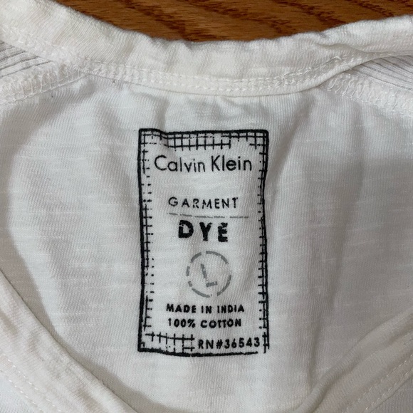 Calvin Klein White Garment Dyed Long Sleeve Shirt - Size Large - Picture 5 of 6